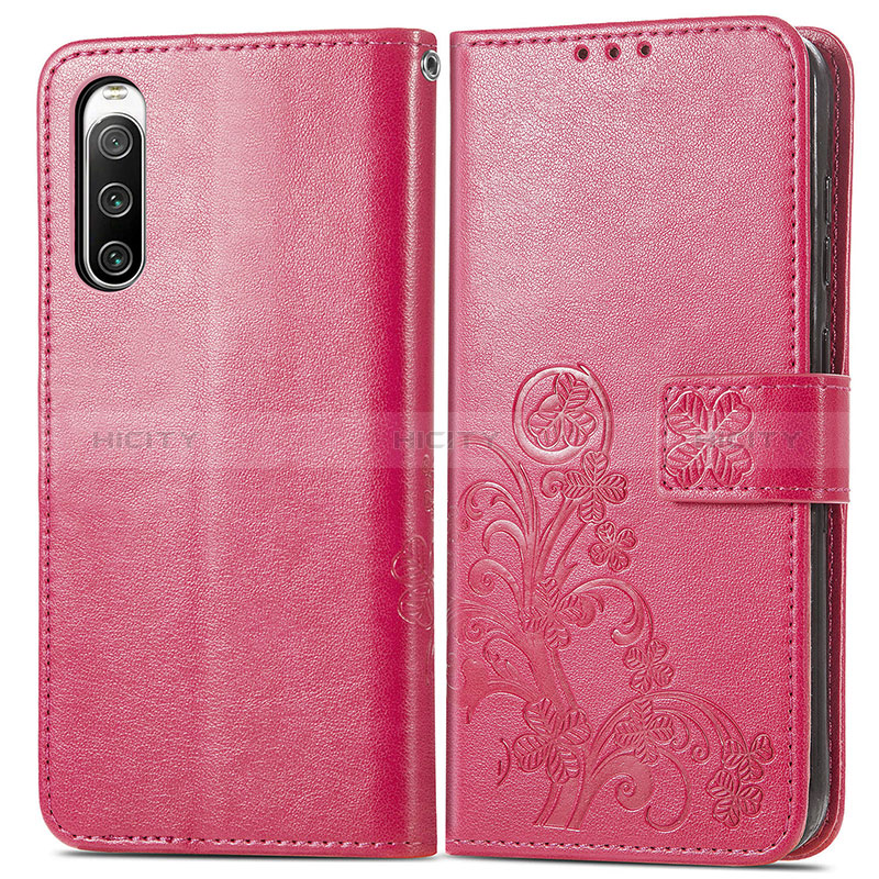 Funda de Cuero Cartera con Soporte Flores Carcasa para Sony Xperia 10 IV