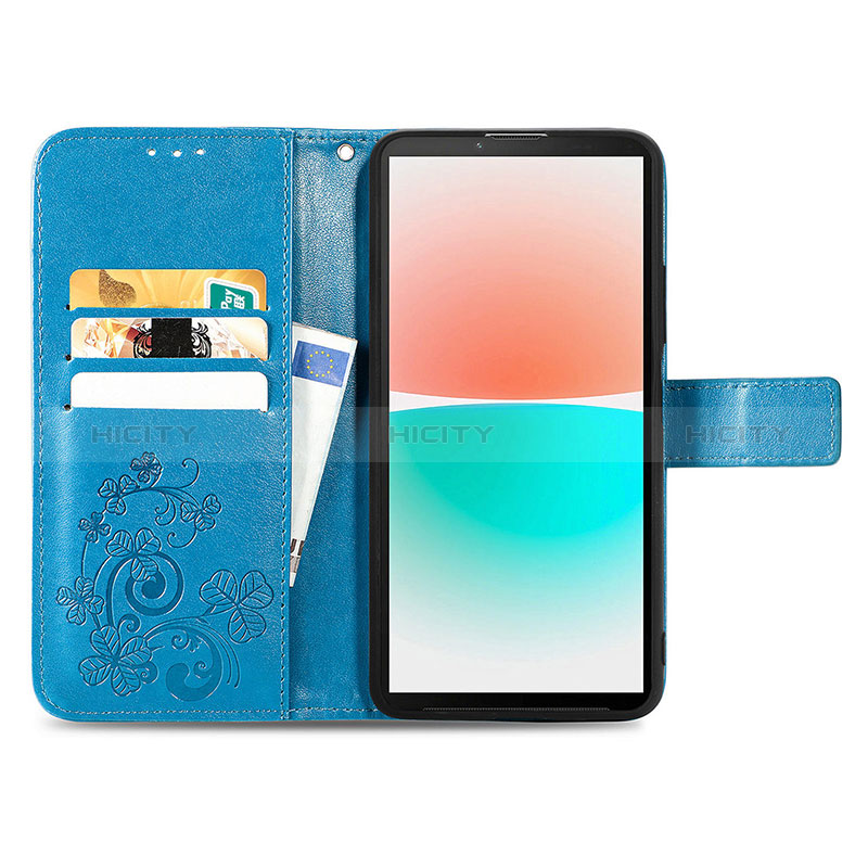 Funda de Cuero Cartera con Soporte Flores Carcasa para Sony Xperia 10 IV