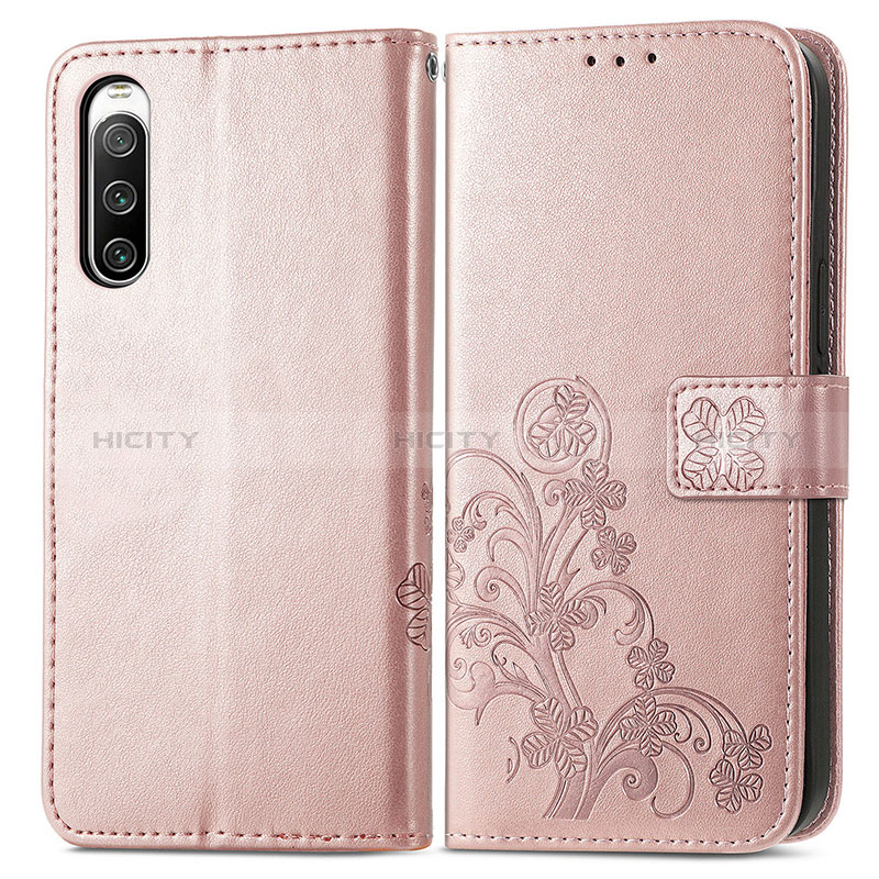 Funda de Cuero Cartera con Soporte Flores Carcasa para Sony Xperia 10 IV SOG07 Rosa