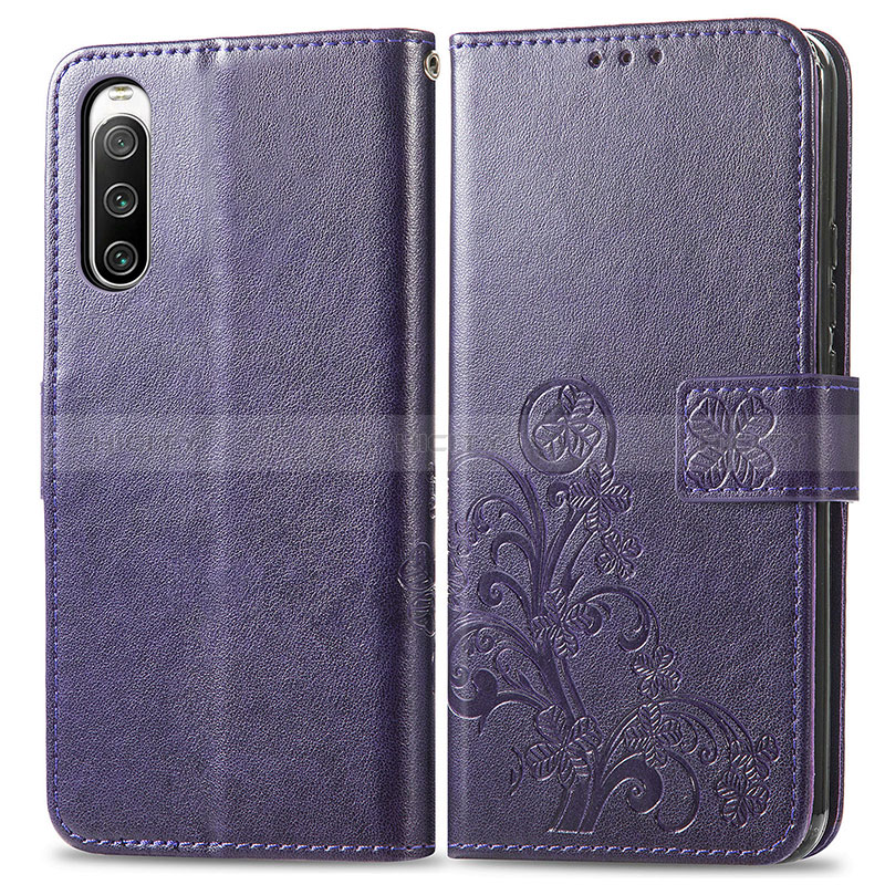 Funda de Cuero Cartera con Soporte Flores Carcasa para Sony Xperia 10 V