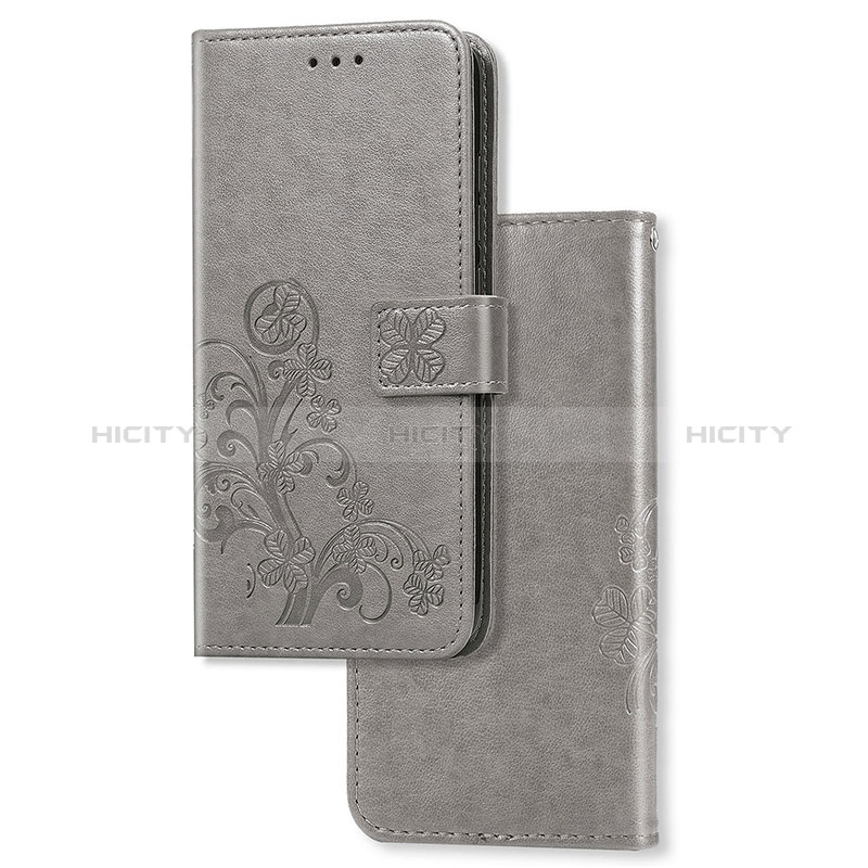 Funda de Cuero Cartera con Soporte Flores Carcasa para Sony Xperia 5 Gris