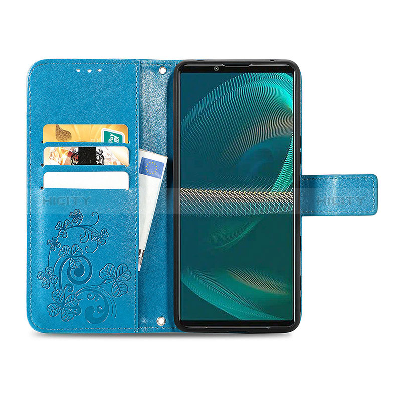 Funda de Cuero Cartera con Soporte Flores Carcasa para Sony Xperia 5 III SO-53B