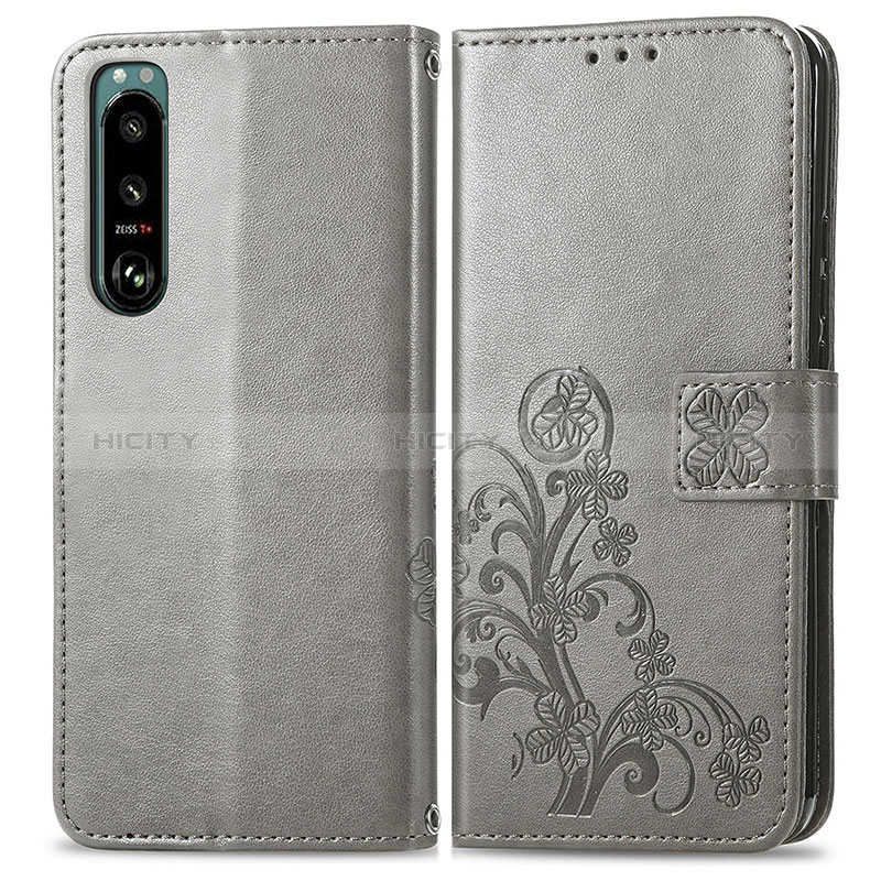 Funda de Cuero Cartera con Soporte Flores Carcasa para Sony Xperia 5 IV