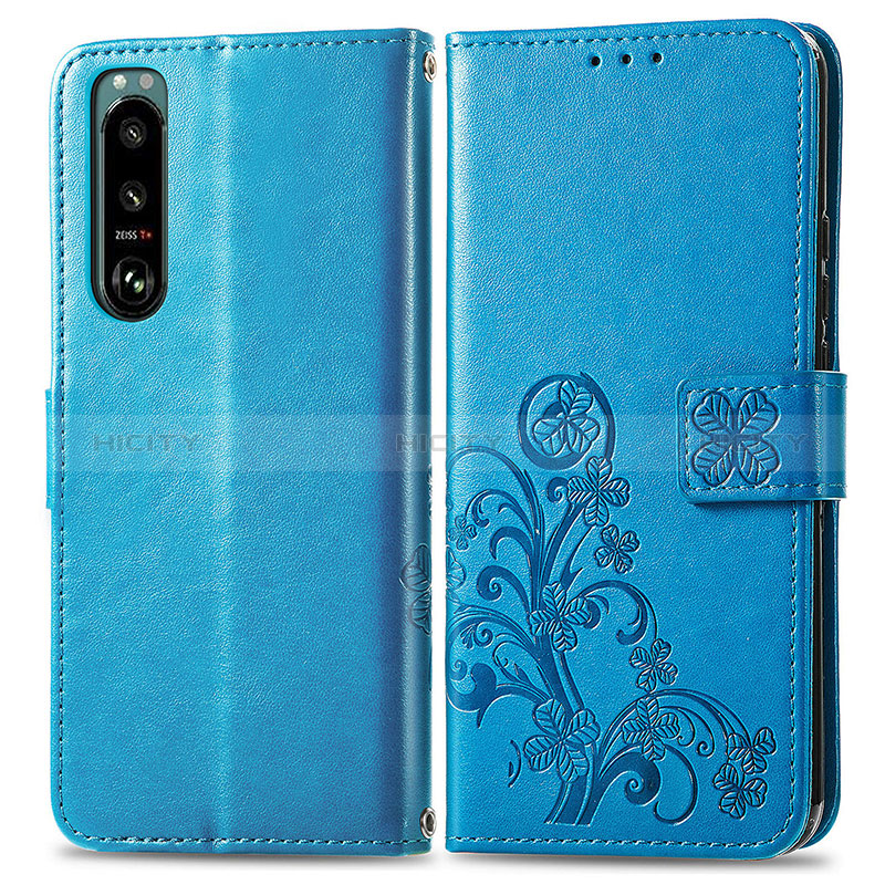 Funda de Cuero Cartera con Soporte Flores Carcasa para Sony Xperia 5 IV