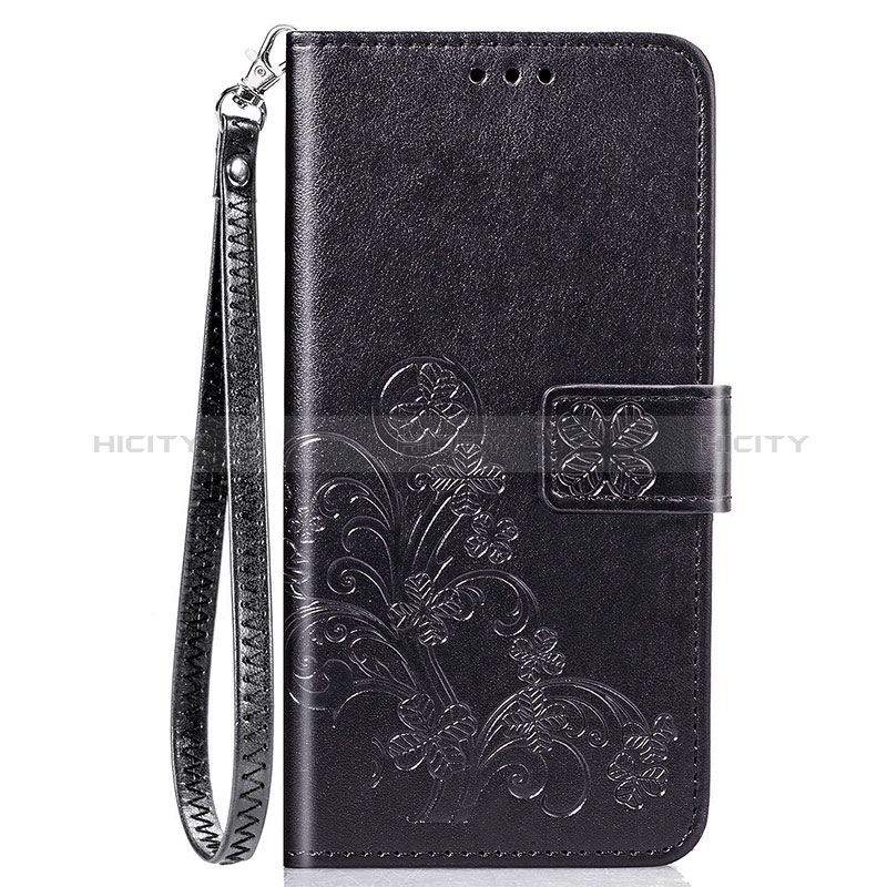 Funda de Cuero Cartera con Soporte Flores Carcasa para Sony Xperia 8 Negro