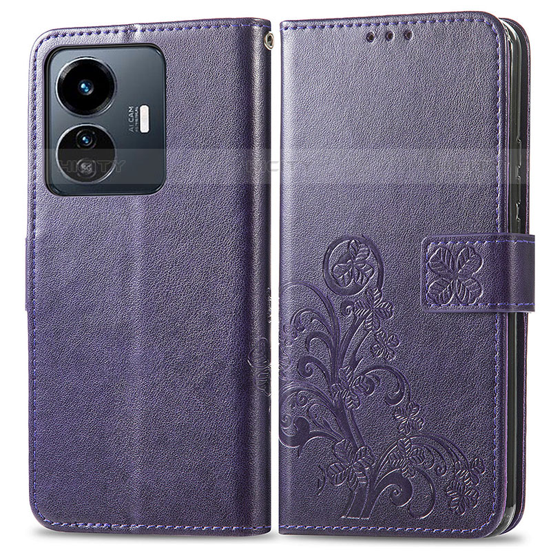 Funda de Cuero Cartera con Soporte Flores Carcasa para Vivo iQOO Z6 Lite 5G