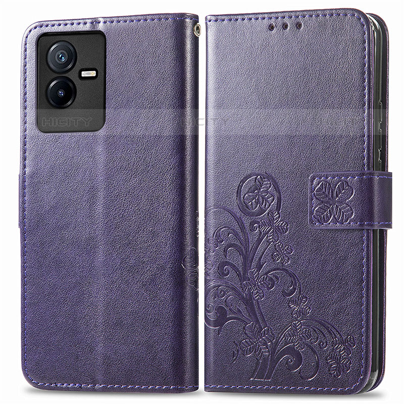 Funda de Cuero Cartera con Soporte Flores Carcasa para Vivo iQOO Z6x