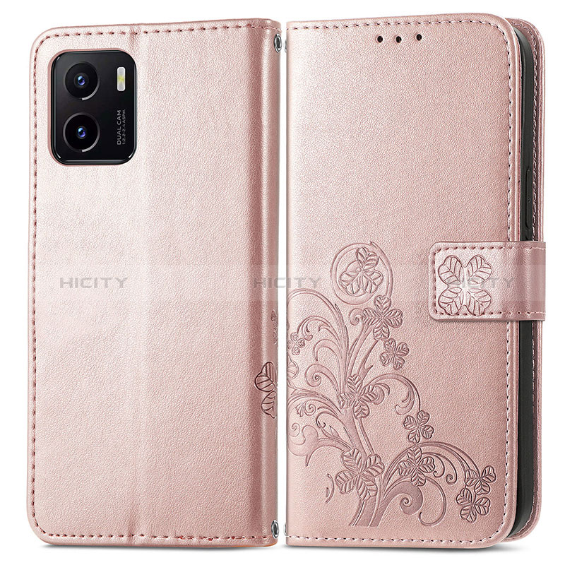 Funda de Cuero Cartera con Soporte Flores Carcasa para Vivo Y01A Rosa