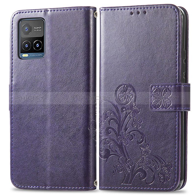 Funda de Cuero Cartera con Soporte Flores Carcasa para Vivo Y21