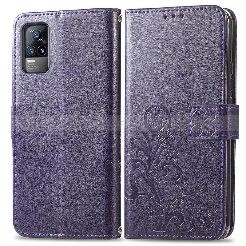 Funda de Cuero Cartera con Soporte Flores Carcasa para Vivo Y73 (2021)