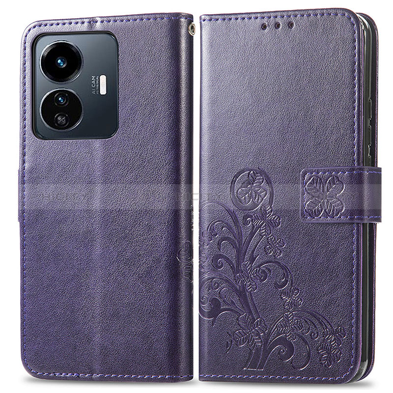 Funda de Cuero Cartera con Soporte Flores Carcasa para Vivo Y77e 5G