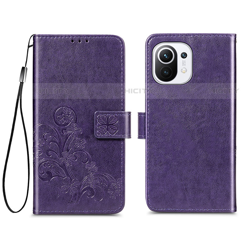 Funda de Cuero Cartera con Soporte Flores Carcasa para Xiaomi Mi 11 5G