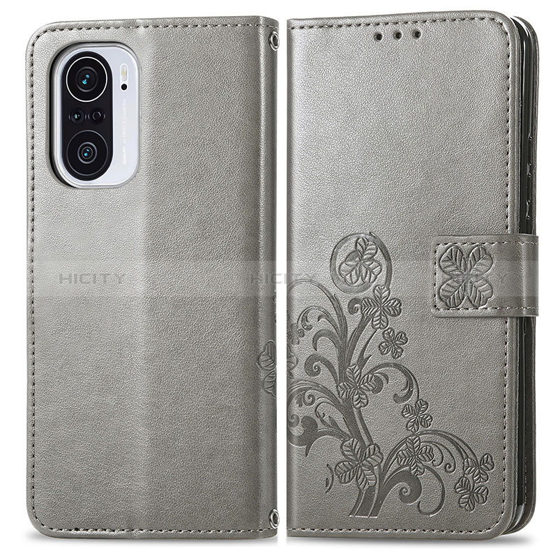 Funda de Cuero Cartera con Soporte Flores Carcasa para Xiaomi Mi 11i 5G Gris