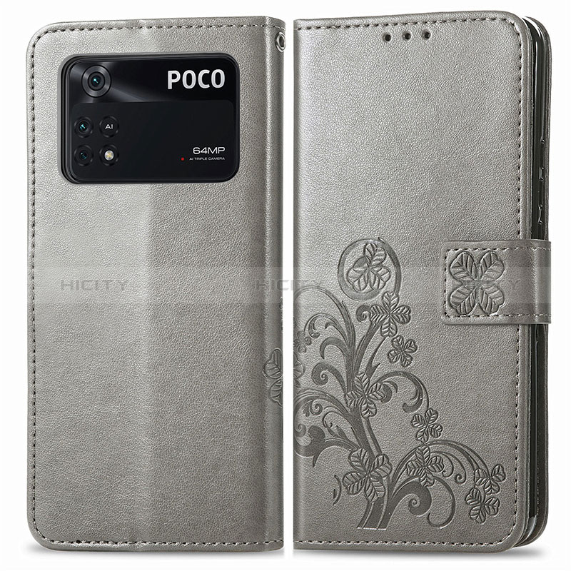 Funda de Cuero Cartera con Soporte Flores Carcasa para Xiaomi Poco M4 Pro 4G