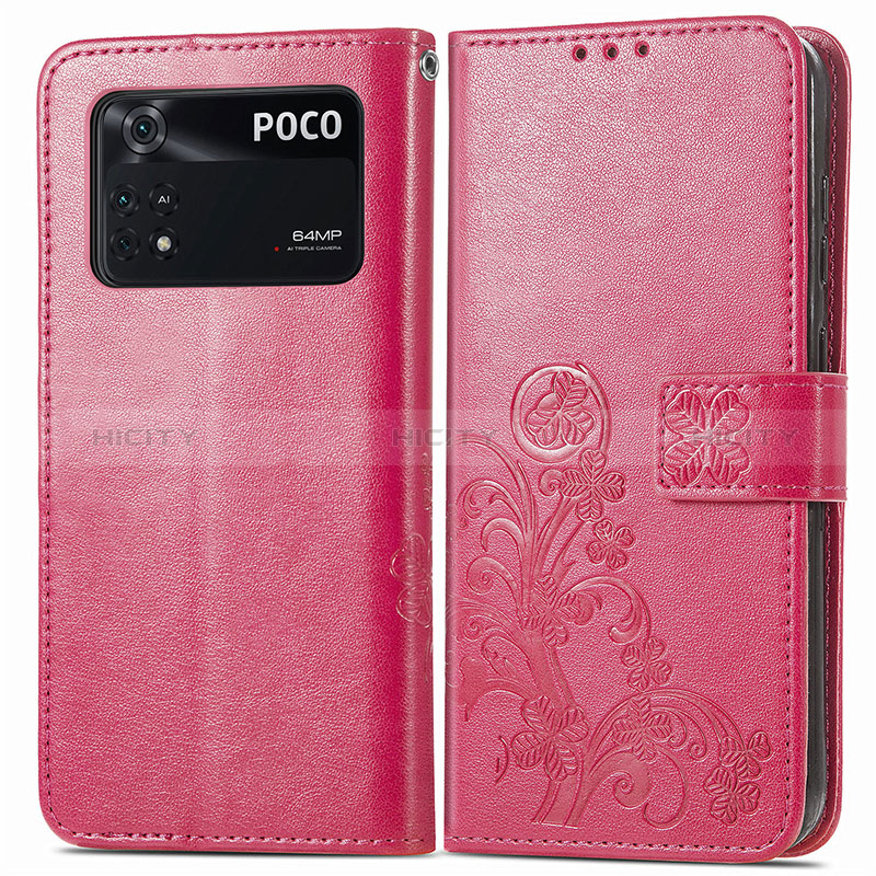 Funda de Cuero Cartera con Soporte Flores Carcasa para Xiaomi Poco M4 Pro 4G