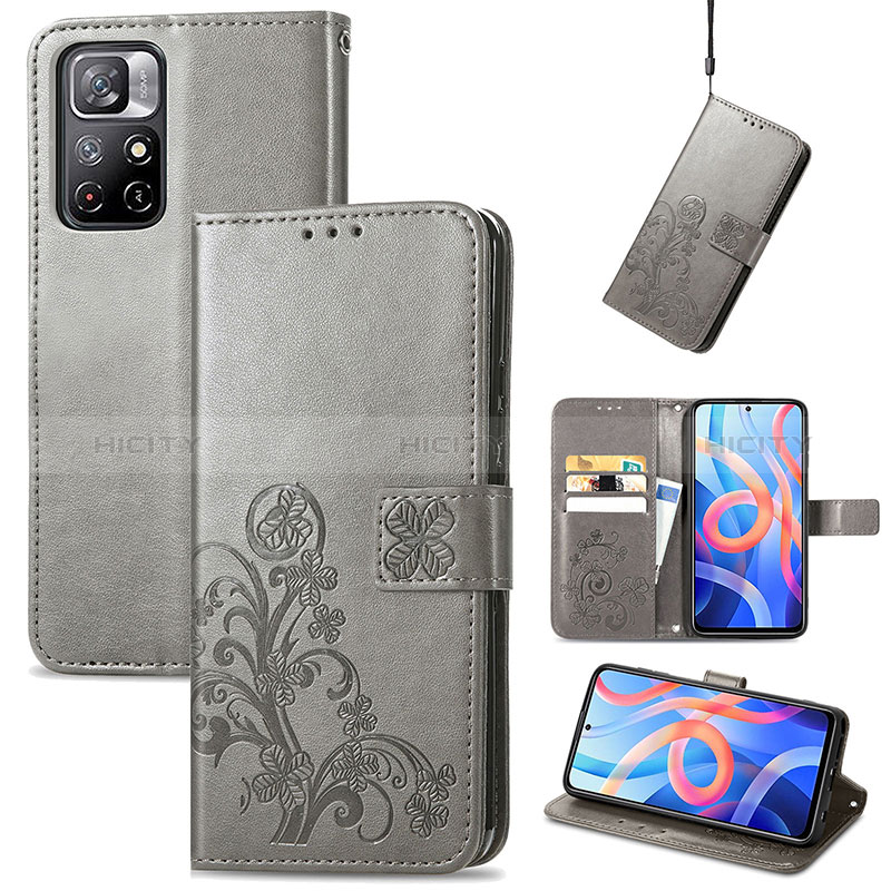 Funda de Cuero Cartera con Soporte Flores Carcasa para Xiaomi Poco M4 Pro 5G