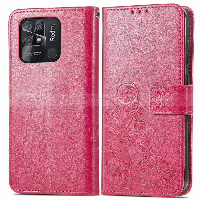 Funda de Cuero Cartera con Soporte Flores Carcasa para Xiaomi Redmi 10 Power