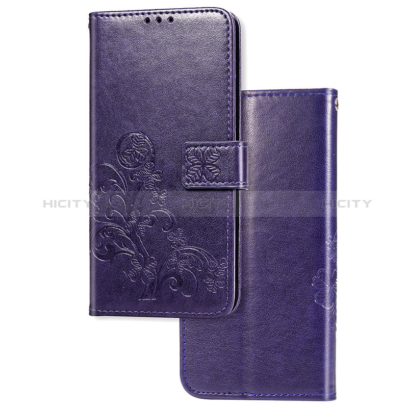 Funda de Cuero Cartera con Soporte Flores Carcasa para Xiaomi Redmi 9 India Morado