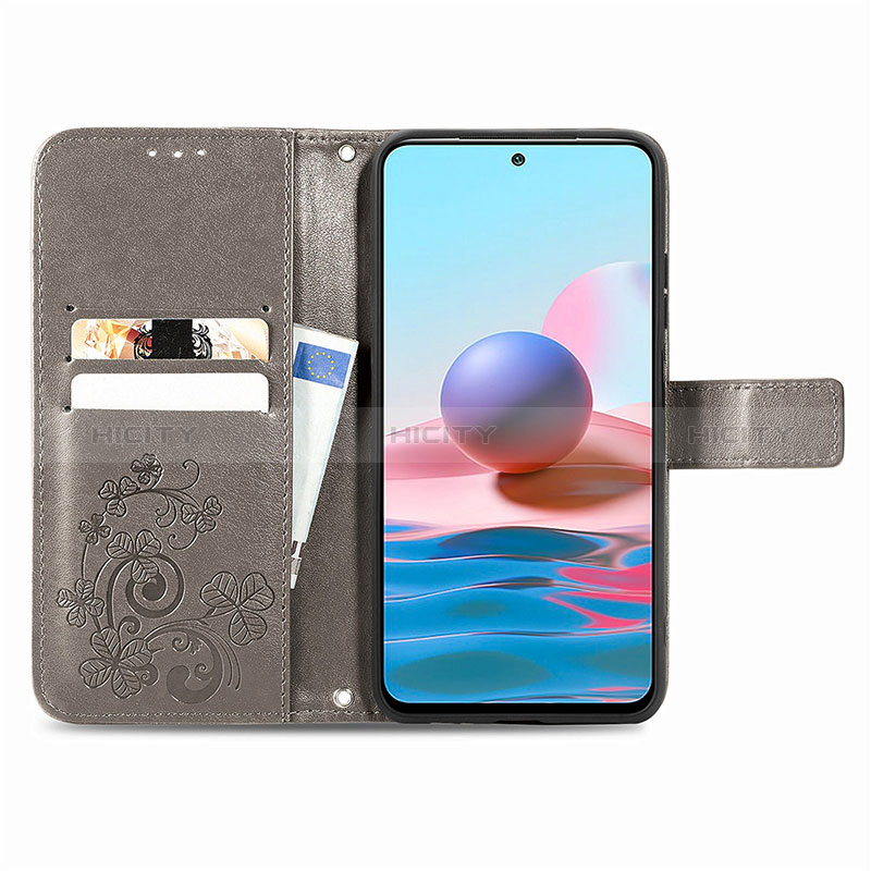 Funda de Cuero Cartera con Soporte Flores Carcasa para Xiaomi Redmi Note 10 4G