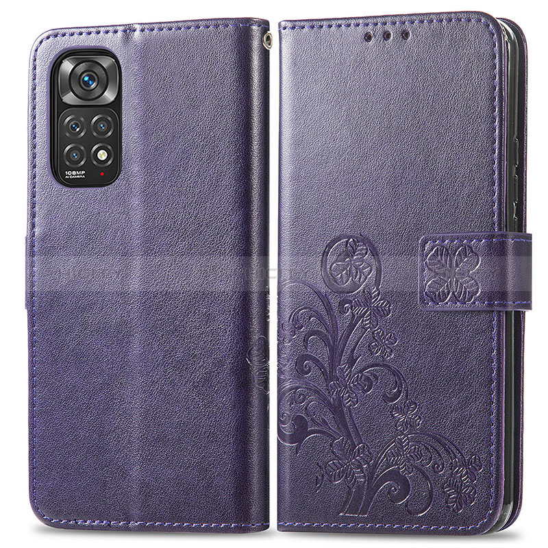 Funda de Cuero Cartera con Soporte Flores Carcasa para Xiaomi Redmi Note 11 4G (2022)