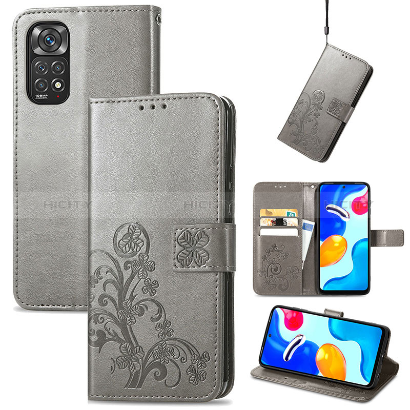 Funda de Cuero Cartera con Soporte Flores Carcasa para Xiaomi Redmi Note 11 4G (2022)