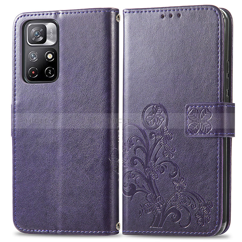 Funda de Cuero Cartera con Soporte Flores Carcasa para Xiaomi Redmi Note 11 5G