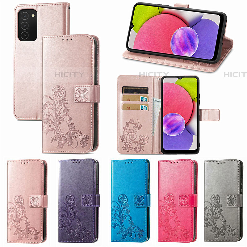 Funda de Cuero Cartera con Soporte Flores Carcasa S01D para Samsung Galaxy A03s