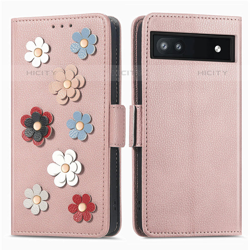 Funda de Cuero Cartera con Soporte Flores Carcasa S02D para Google Pixel 6a 5G