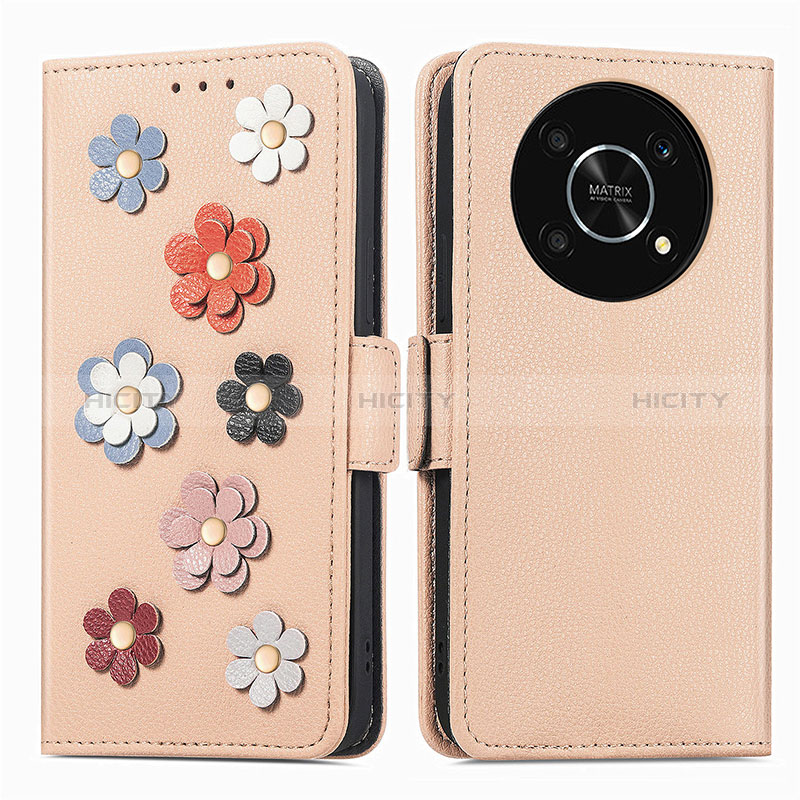 Funda de Cuero Cartera con Soporte Flores Carcasa S02D para Huawei Enjoy 50 Pro