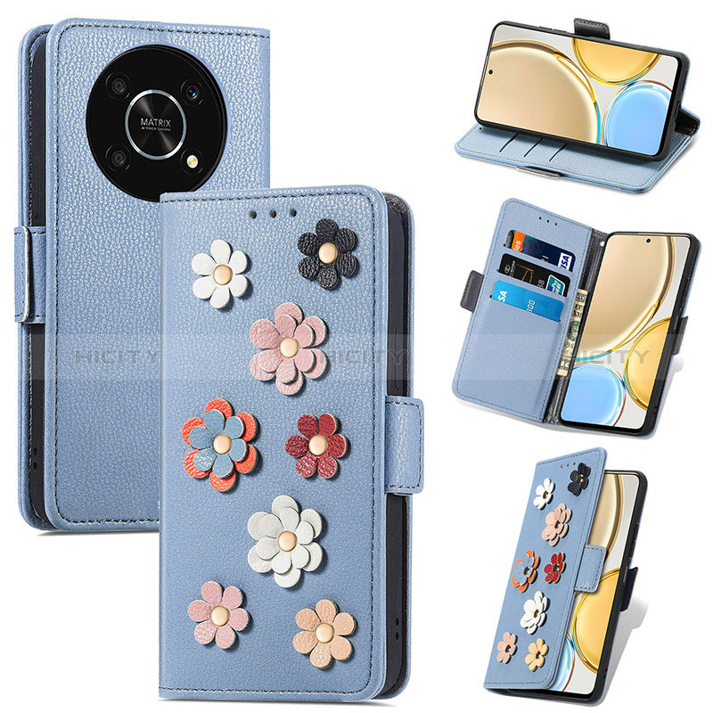 Funda de Cuero Cartera con Soporte Flores Carcasa S02D para Huawei Honor Magic4 Lite 5G