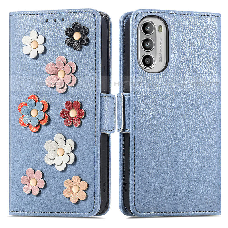 Funda de Cuero Cartera con Soporte Flores Carcasa S02D para Motorola Moto Edge (2022) 5G