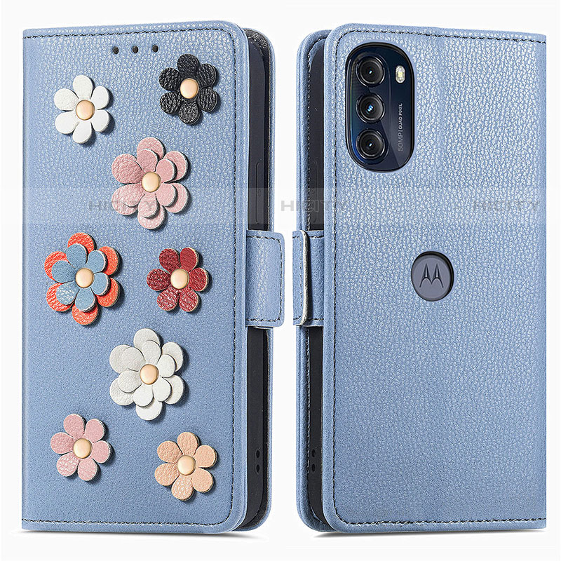 Funda de Cuero Cartera con Soporte Flores Carcasa S02D para Motorola Moto G 5G (2022)