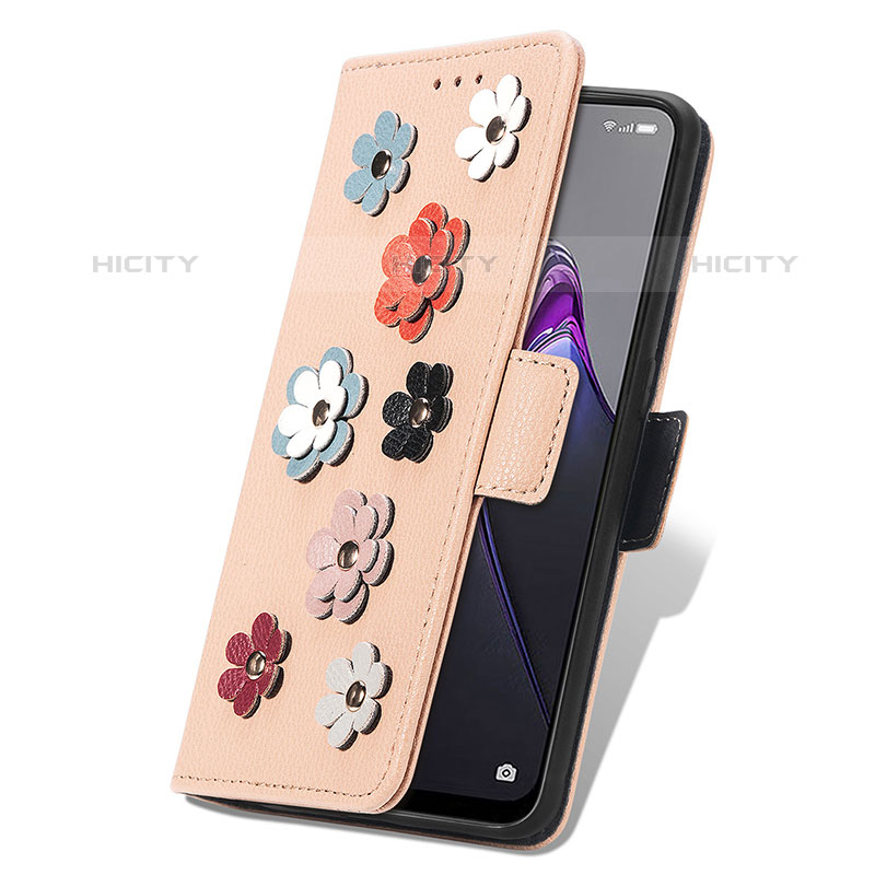 Funda de Cuero Cartera con Soporte Flores Carcasa S02D para Oppo Reno9 Pro 5G