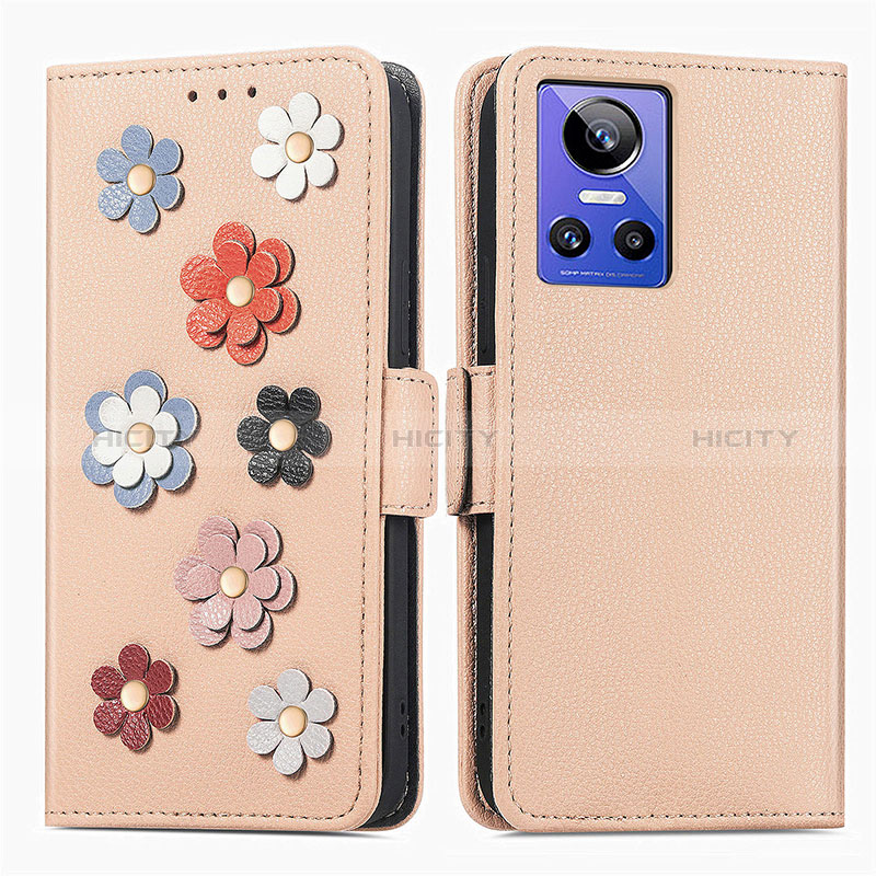 Funda de Cuero Cartera con Soporte Flores Carcasa S02D para Realme GT Neo3 5G