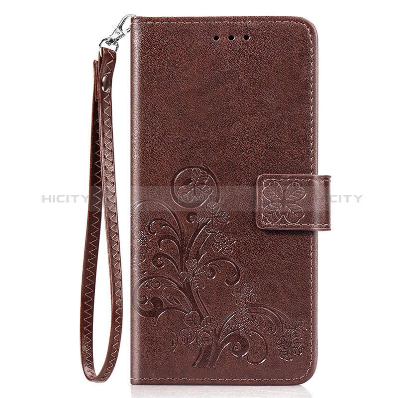 Funda de Cuero Cartera con Soporte Flores Carcasa S02D para Samsung Galaxy A20 Marron