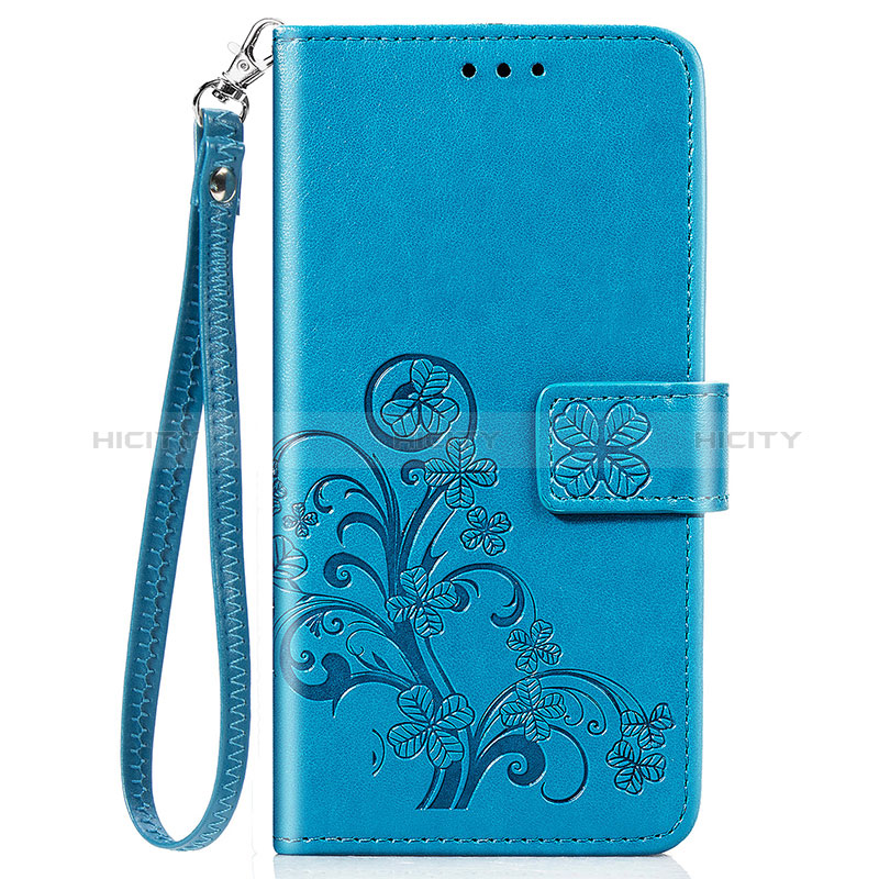 Funda de Cuero Cartera con Soporte Flores Carcasa S02D para Samsung Galaxy A30 Azul