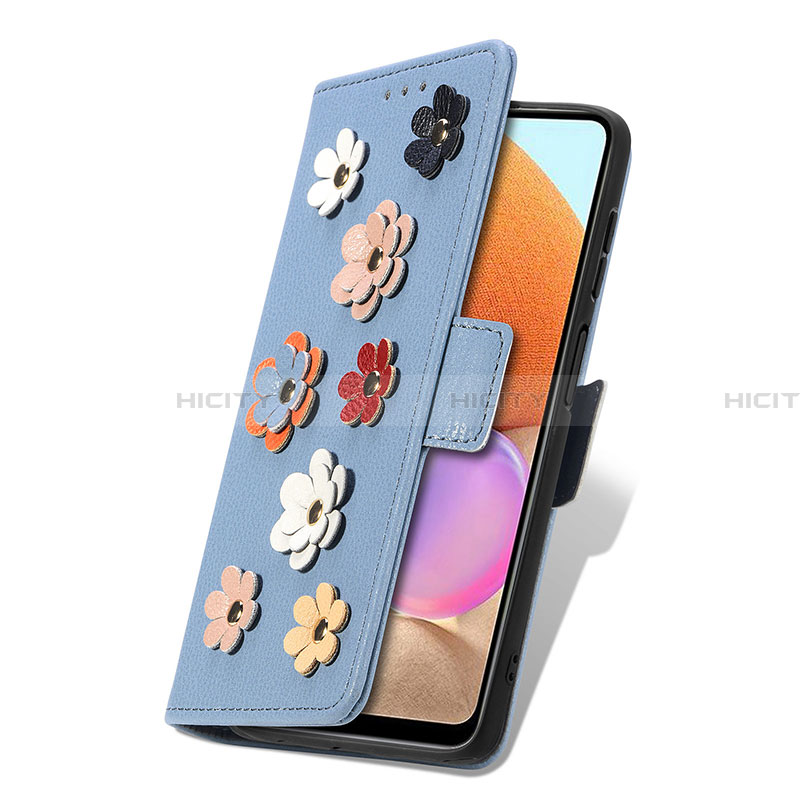 Funda de Cuero Cartera con Soporte Flores Carcasa S02D para Samsung Galaxy A32 4G