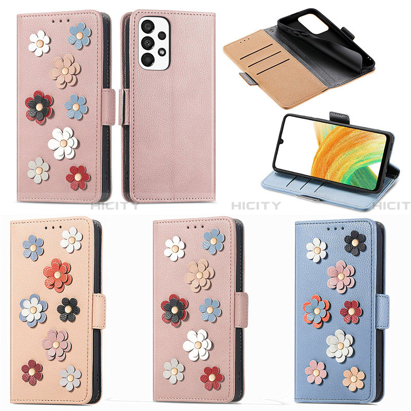 Funda de Cuero Cartera con Soporte Flores Carcasa S02D para Samsung Galaxy A33 5G