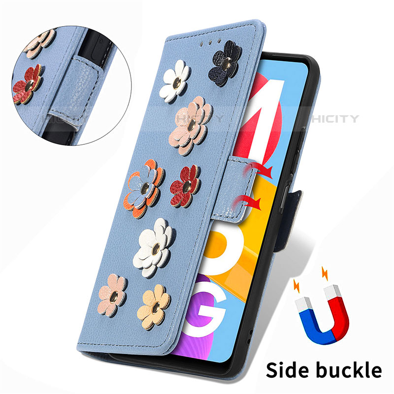 Funda de Cuero Cartera con Soporte Flores Carcasa S02D para Samsung Galaxy M13 5G