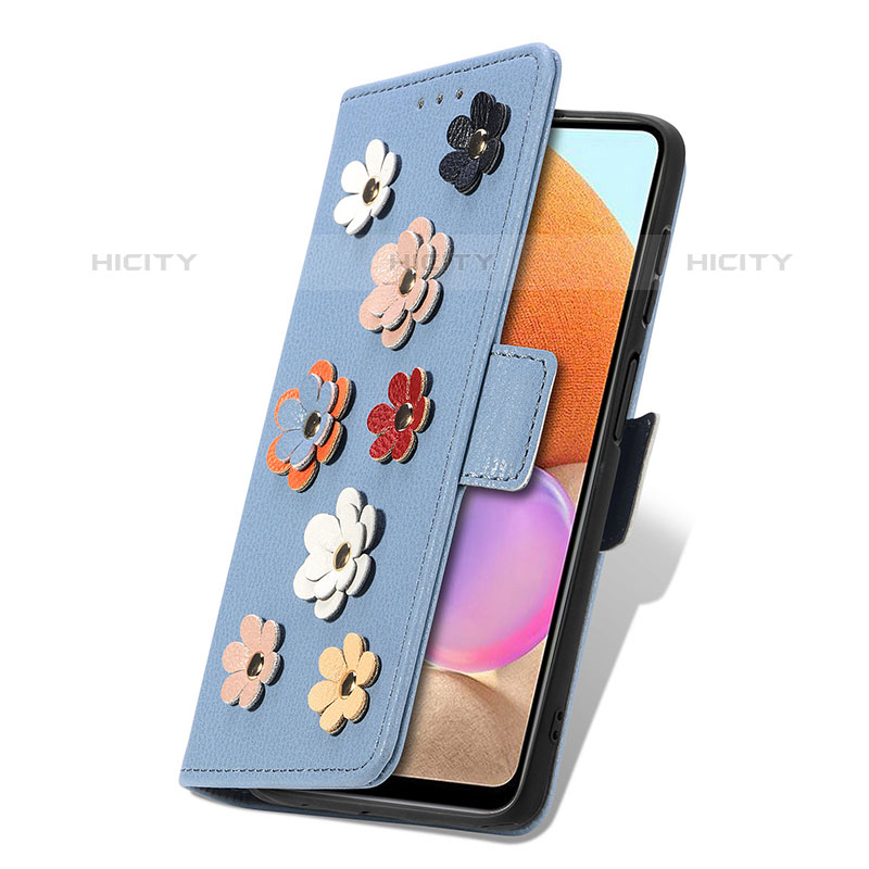 Funda de Cuero Cartera con Soporte Flores Carcasa S02D para Samsung Galaxy M32 5G