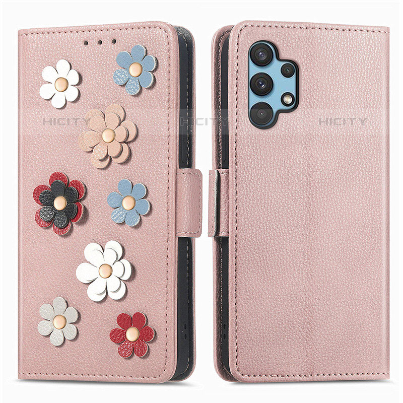 Funda de Cuero Cartera con Soporte Flores Carcasa S02D para Samsung Galaxy M32 5G