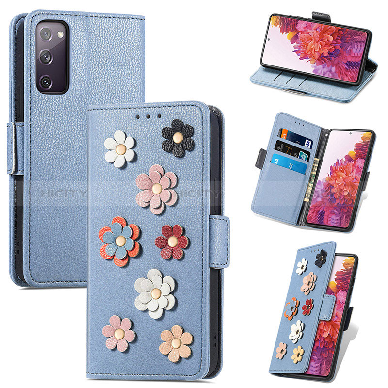 Funda de Cuero Cartera con Soporte Flores Carcasa S02D para Samsung Galaxy S20 FE (2022) 5G