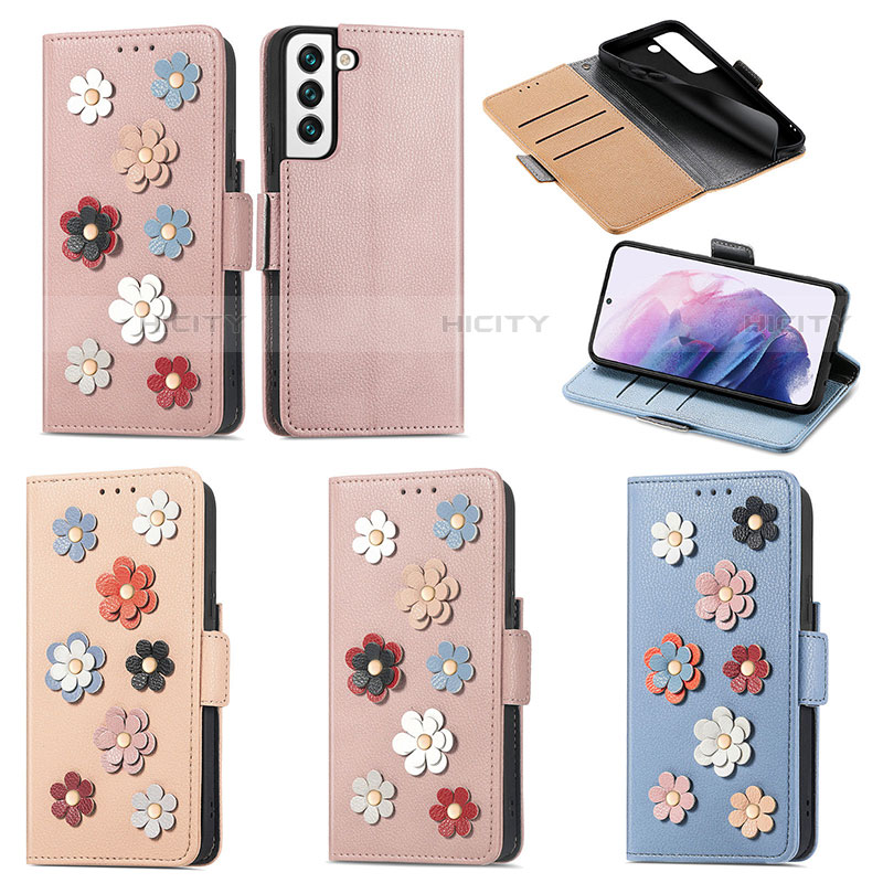 Funda de Cuero Cartera con Soporte Flores Carcasa S02D para Samsung Galaxy S21 FE 5G