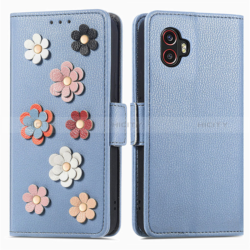 Funda de Cuero Cartera con Soporte Flores Carcasa S02D para Samsung Galaxy XCover 6 Pro 5G