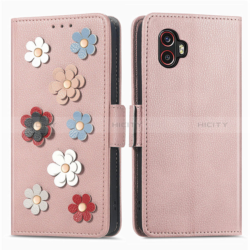 Funda de Cuero Cartera con Soporte Flores Carcasa S02D para Samsung Galaxy XCover 6 Pro 5G