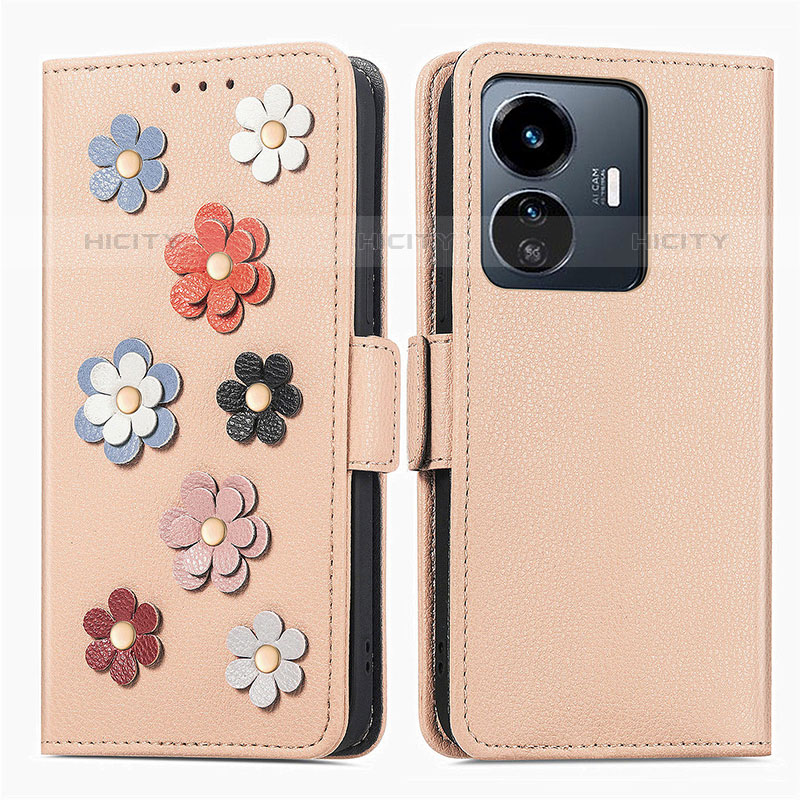 Funda de Cuero Cartera con Soporte Flores Carcasa S02D para Vivo iQOO Z6 Lite 5G