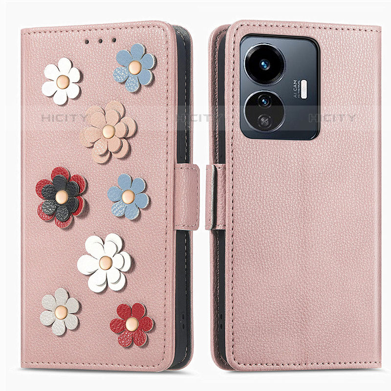 Funda de Cuero Cartera con Soporte Flores Carcasa S02D para Vivo iQOO Z6 Lite 5G