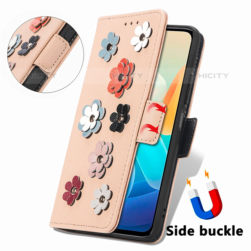 Funda de Cuero Cartera con Soporte Flores Carcasa S02D para Vivo iQOO Z6 Lite 5G