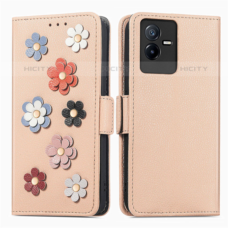 Funda de Cuero Cartera con Soporte Flores Carcasa S02D para Vivo iQOO Z6x