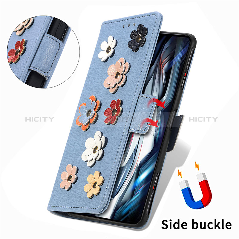 Funda de Cuero Cartera con Soporte Flores Carcasa S02D para Xiaomi Redmi K50 Gaming 5G